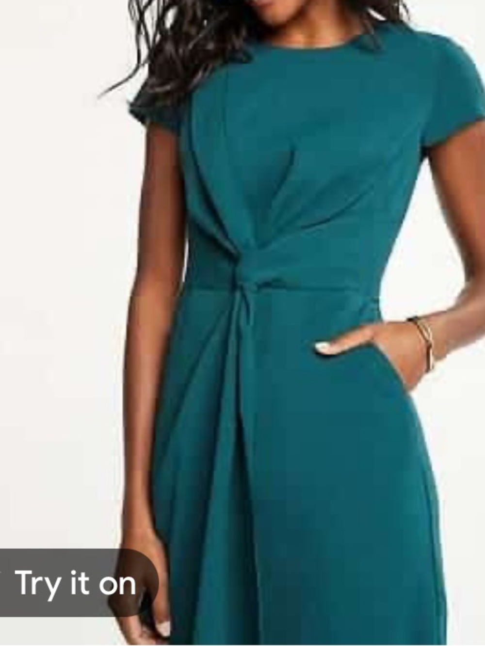 NWT Ann Taylor Emerald Green knotted Waist Short-Sleeve Dress size 4